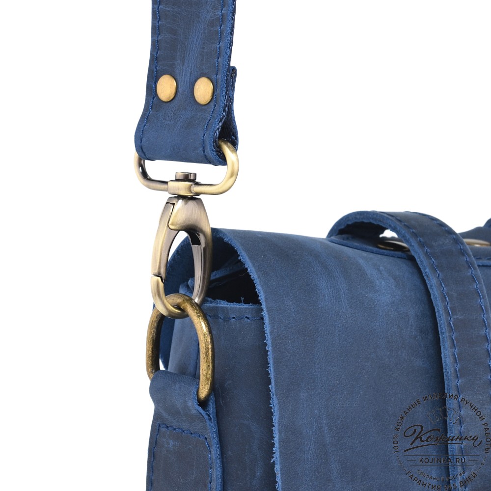  Кожаный портфель "Англетер" (синий крейзи) 