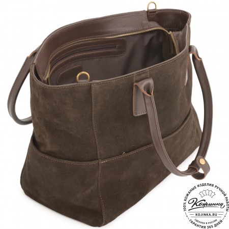 Кожаная женская сумка "Калипсо" (тёмно-коричневая)