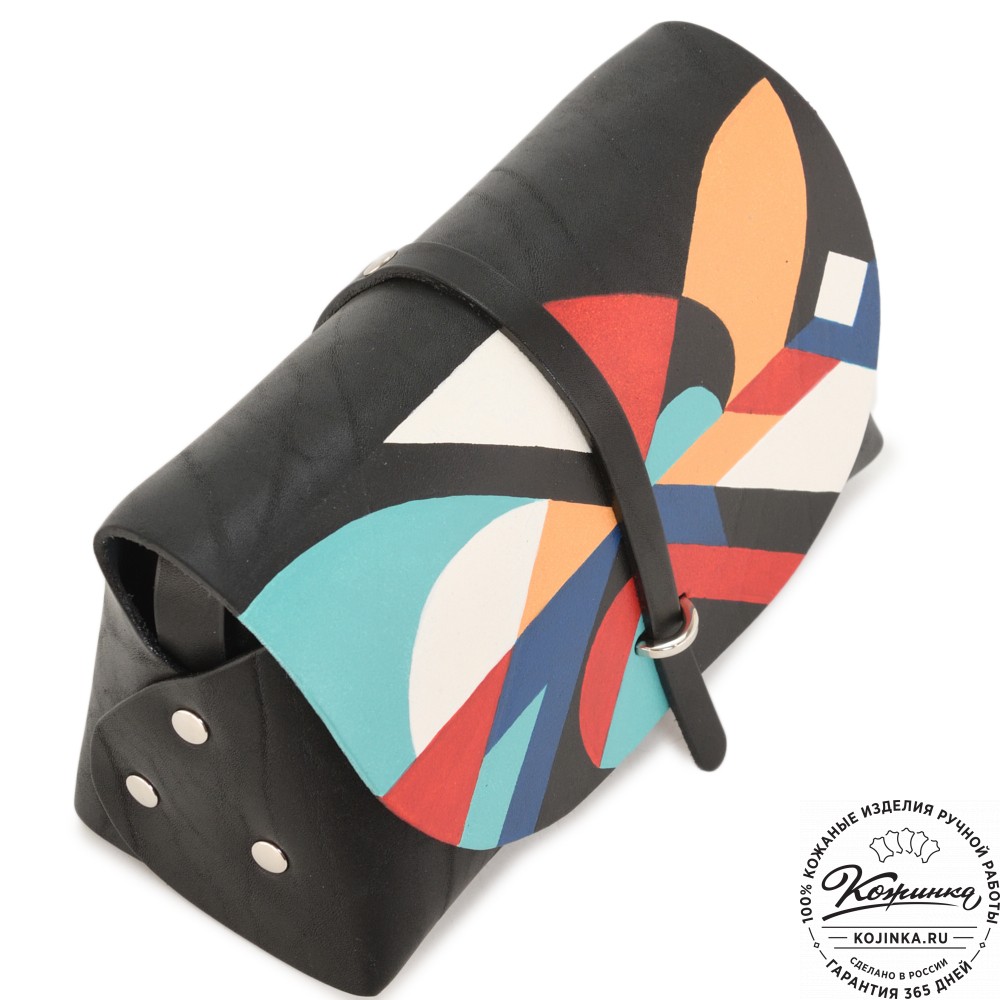 Женская кожаная сумка "Милла макси" "Абстракция" (черная)