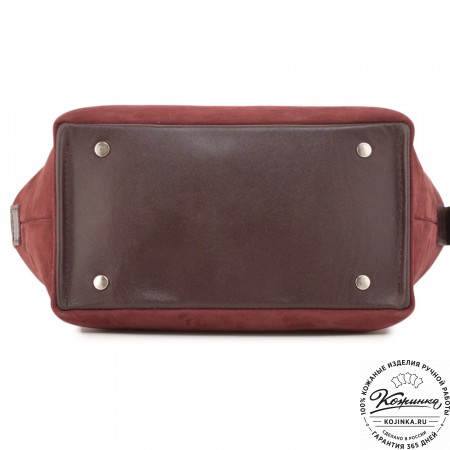 Женская кожаная сумка "Тойс" велюр (бордо)