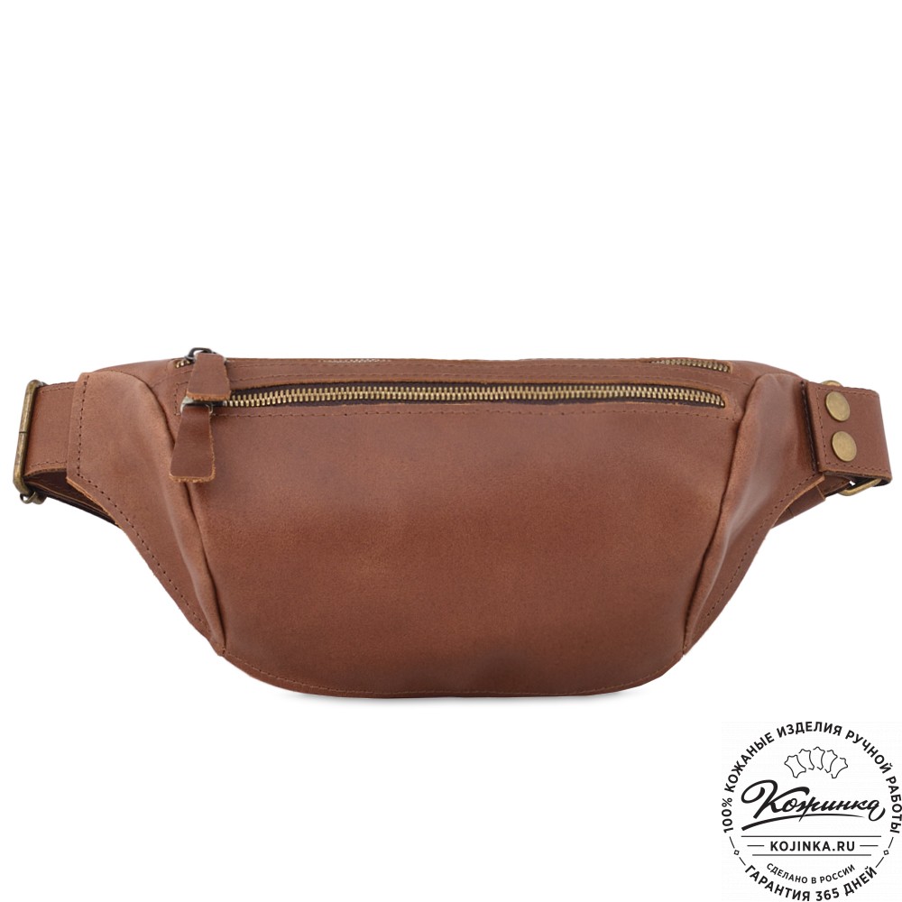 Кожаная сумка на пояс "Марио" (коричневый)
