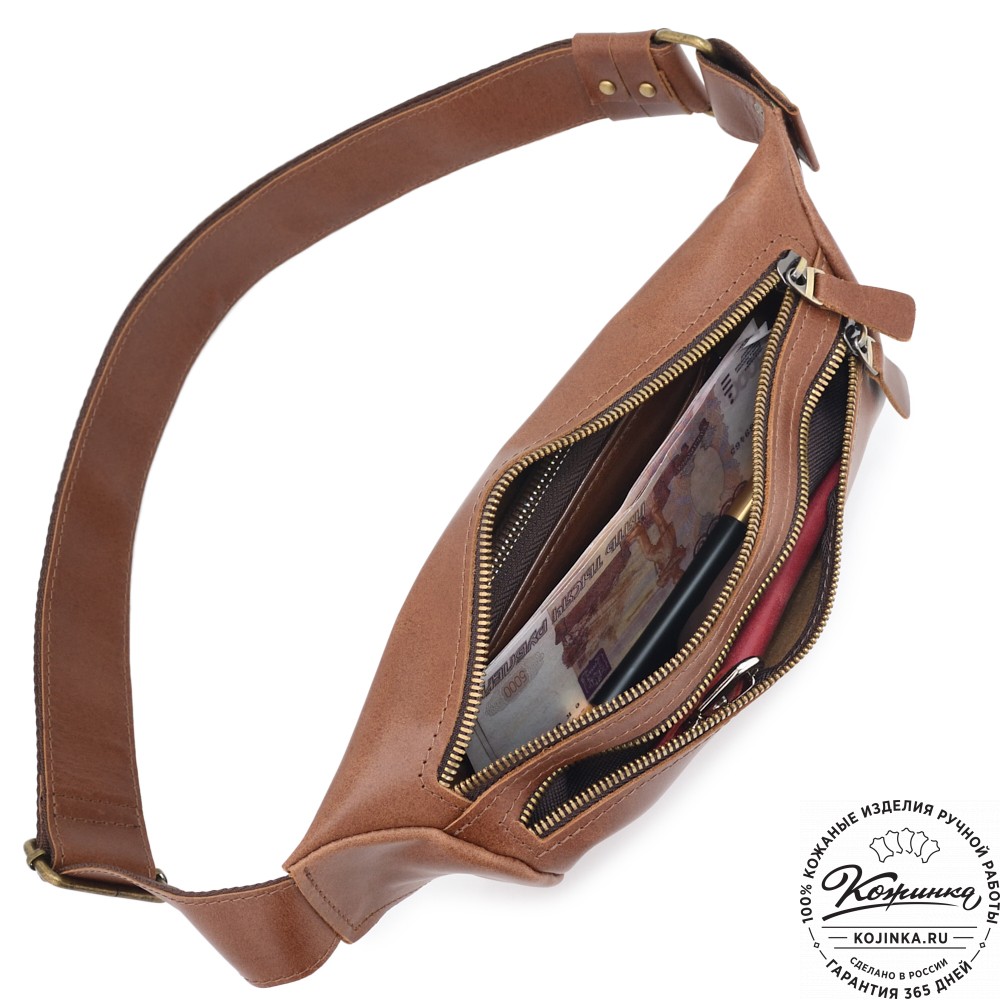 Кожаная сумка на пояс "Марио" (коричневый)