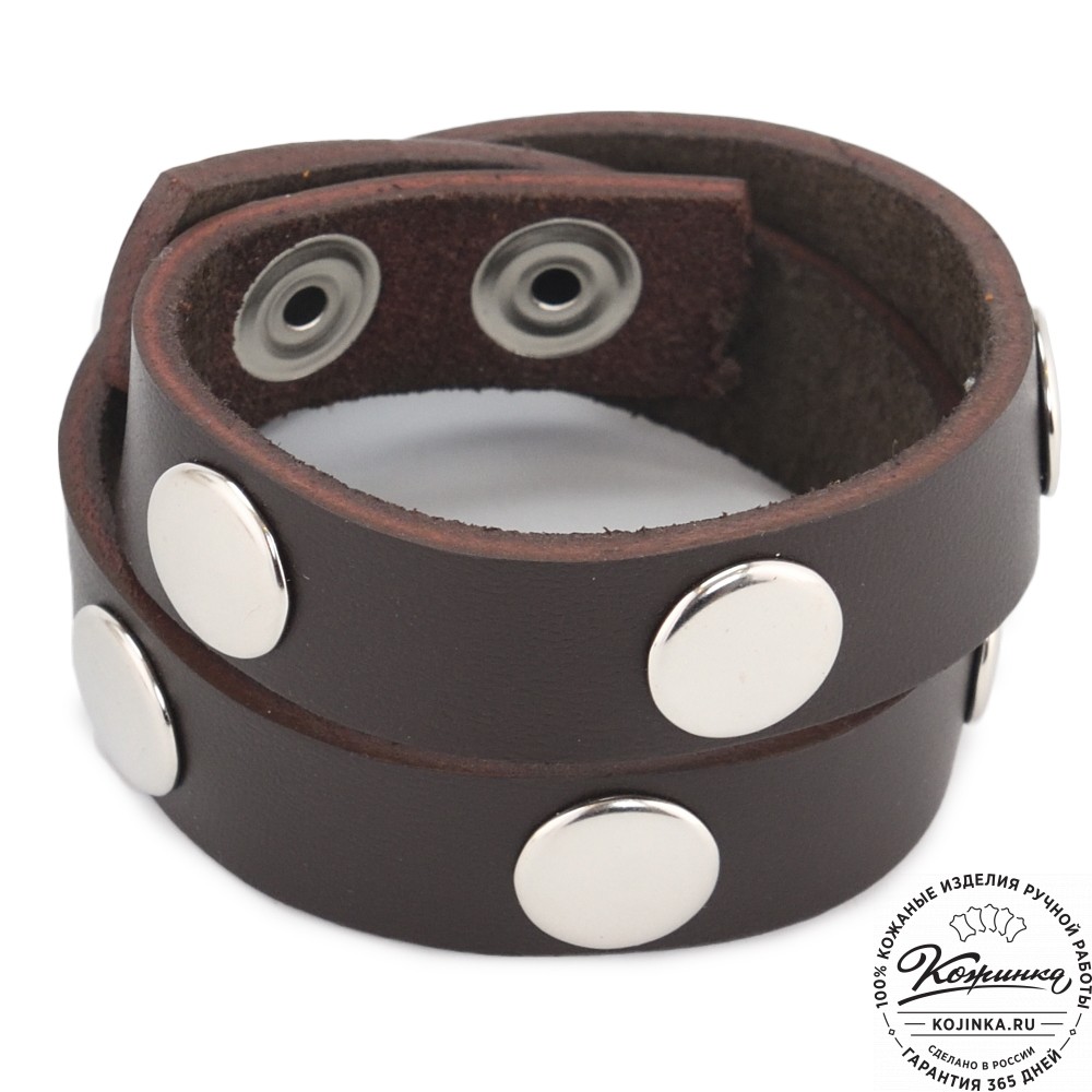 Кожаный браслет "Вегард" (тёмно-коричневый)