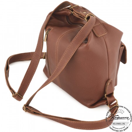 Женская кожаная сумка-рюкзак "Ника" (фактура коричневая)