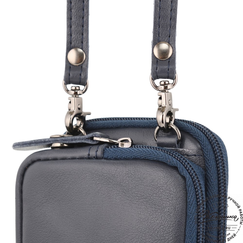 Кожаный клатч "Денвер" (синий)