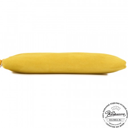 Кожаная косметичка "Флавия" велюр (лимон)