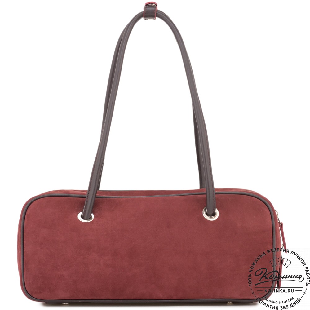 Женская кожаная сумка "Тамань" велюр (вишня)