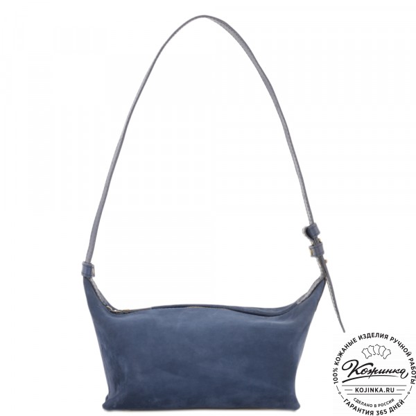 Женская кожаная сумка "Тойс" велюр (синий). фото 1