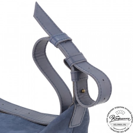 Женская кожаная сумка "Тойс" велюр (синий)