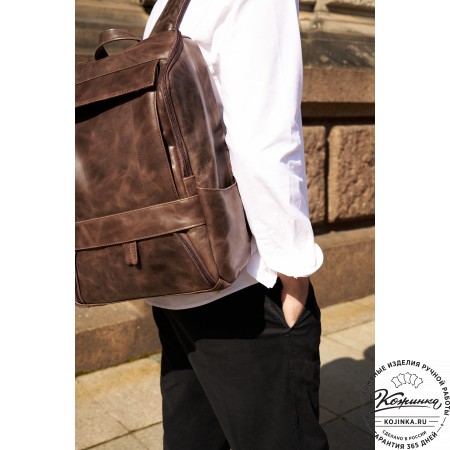 Кожаный рюкзак "Вена" (тёмно-коричневый антик)