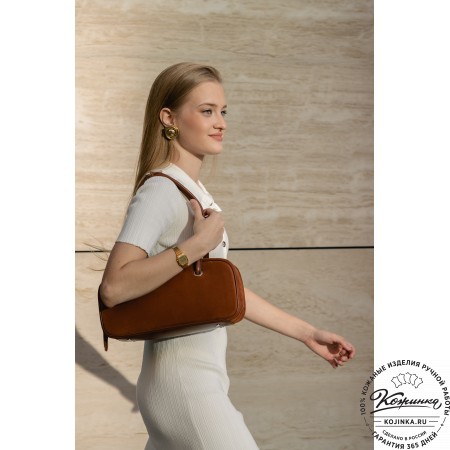 Женская кожаная сумка "Тамань" велюр (рыжий)