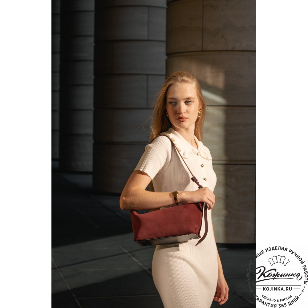 Женская кожаная сумка "Тойс" велюр (капучино)