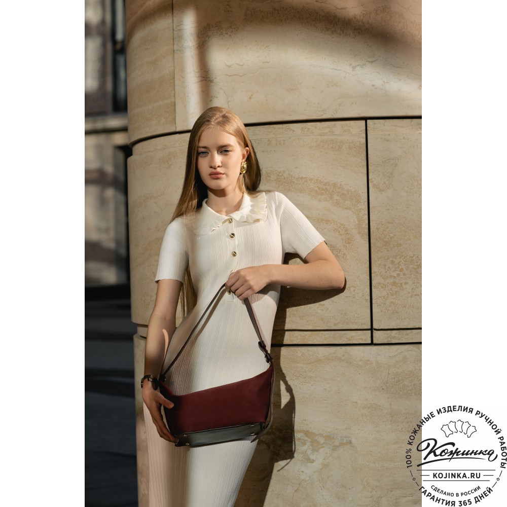 Женская кожаная сумка "Тойс" велюр (капучино)