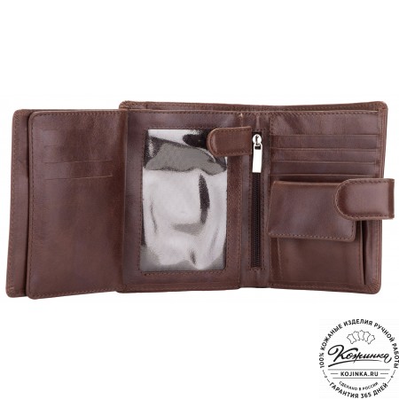 Кожаное портмоне "Пушкин" (коричневое)