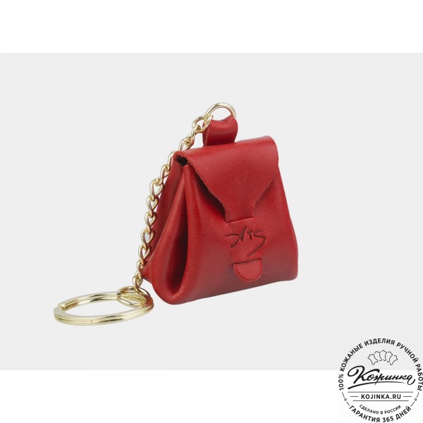 Кожаный брелок "Рюкзачок" (красный). фото 1