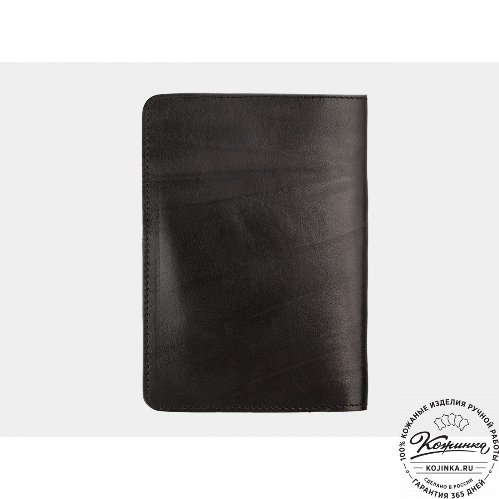 Кожаная обложка на паспорт "Торонто" (чёрная)