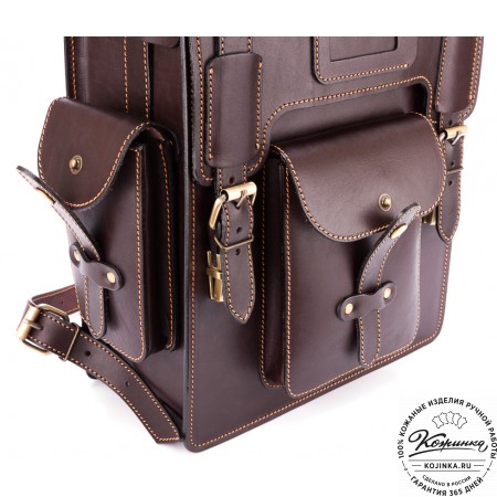 Кожаный ранец-портфель "Джонн" (темно-коричневый)