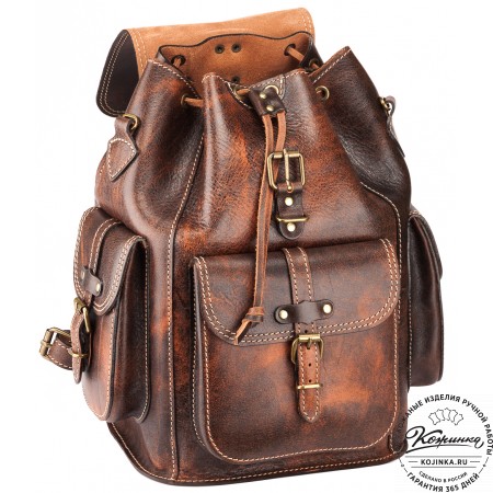 Кожаный рюкзак "Патриот" (коричневый эксклюзив)