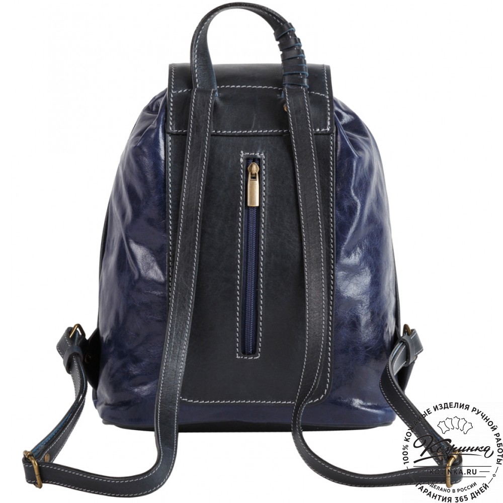 Женский кожаный рюкзак "Гейша" (синий)