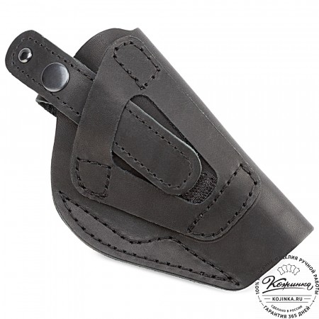 Кожаная кобура поясная для пистолета "ПМ" на 2 стороны (черная)