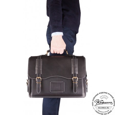 Кожаный портфель-кофр "Адъютант" (тёмно-коричневый)