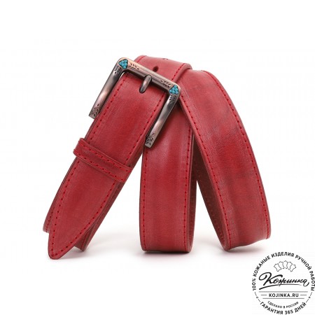 Кожаный ремень "Ирис" (красный)
