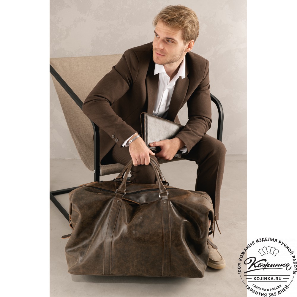 Кожаная дорожно-спортивная сумка "Англия БИГ" (коричневая наппа)