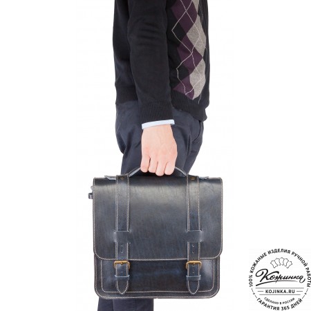 Кожаный портфель "Тесла" (старение коричневое)