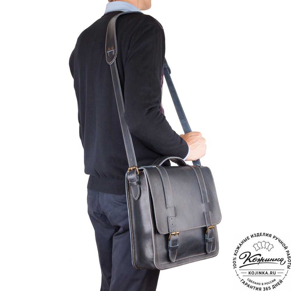 Кожаный портфель "Тесла" (старение коричневое)