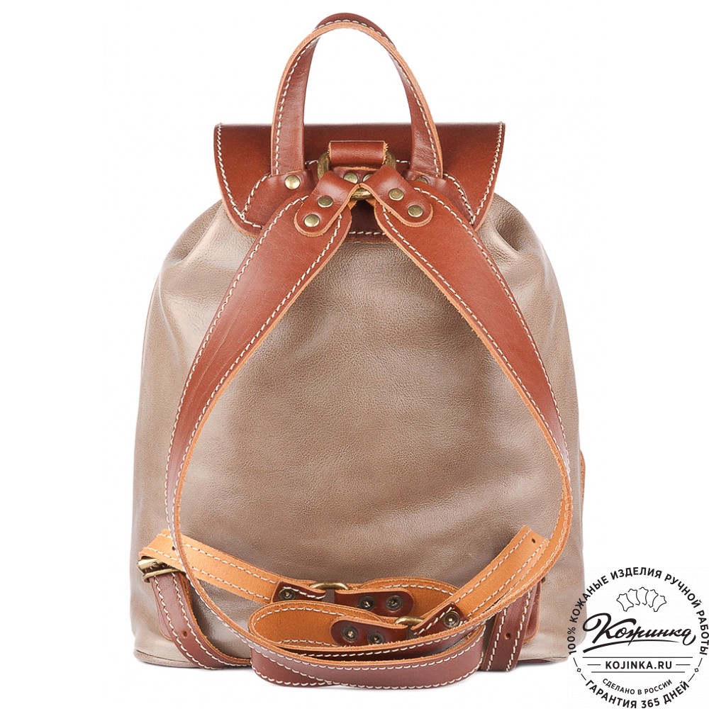 Кожаный рюкзак "Пилот" (оливково-серый)