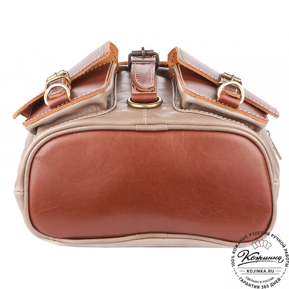 Кожаный рюкзак "Пилот" (оливково-серый)