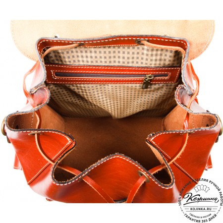 Кожаный рюкзак "Пехотинец" (Рыжий)