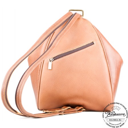 Кожаный рюкзак-сумка "Микки" (рыжий)