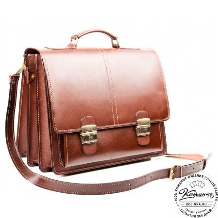 Кожаный деловой портфель "Адвокат-2" (коричневый)