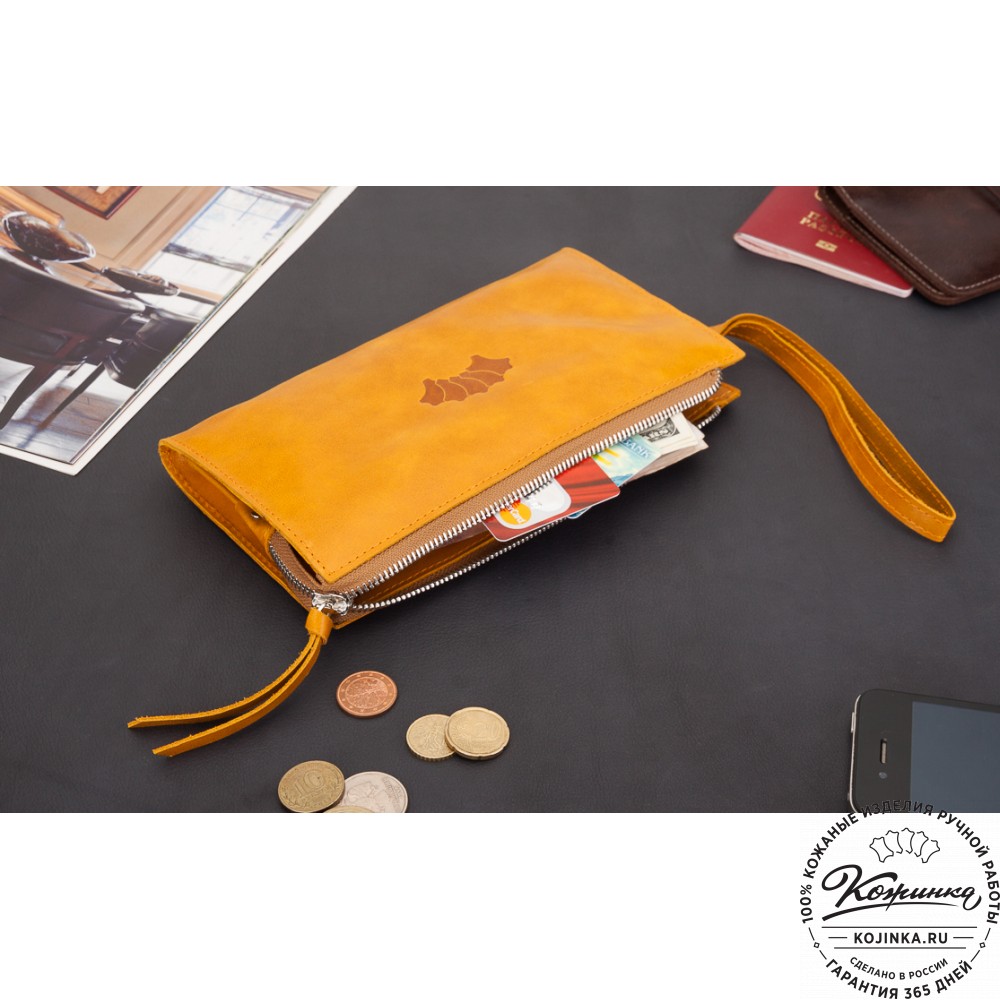 Кожаный клатч  Москва (желтый)