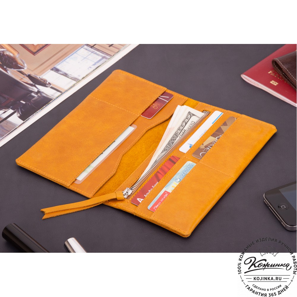 Кожаное портмоне Санкт-Петербург (желтое)