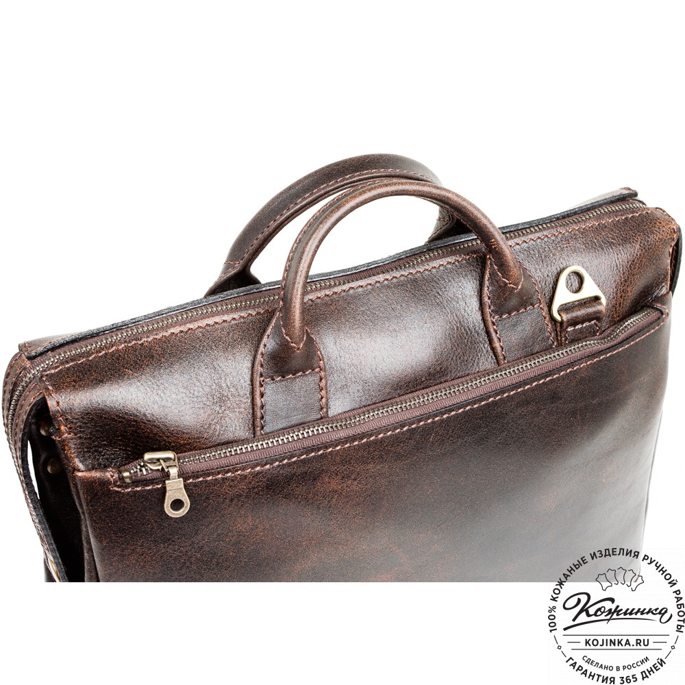 Кожаная деловая сумка "Гранд" (коричневый эксклюзив)