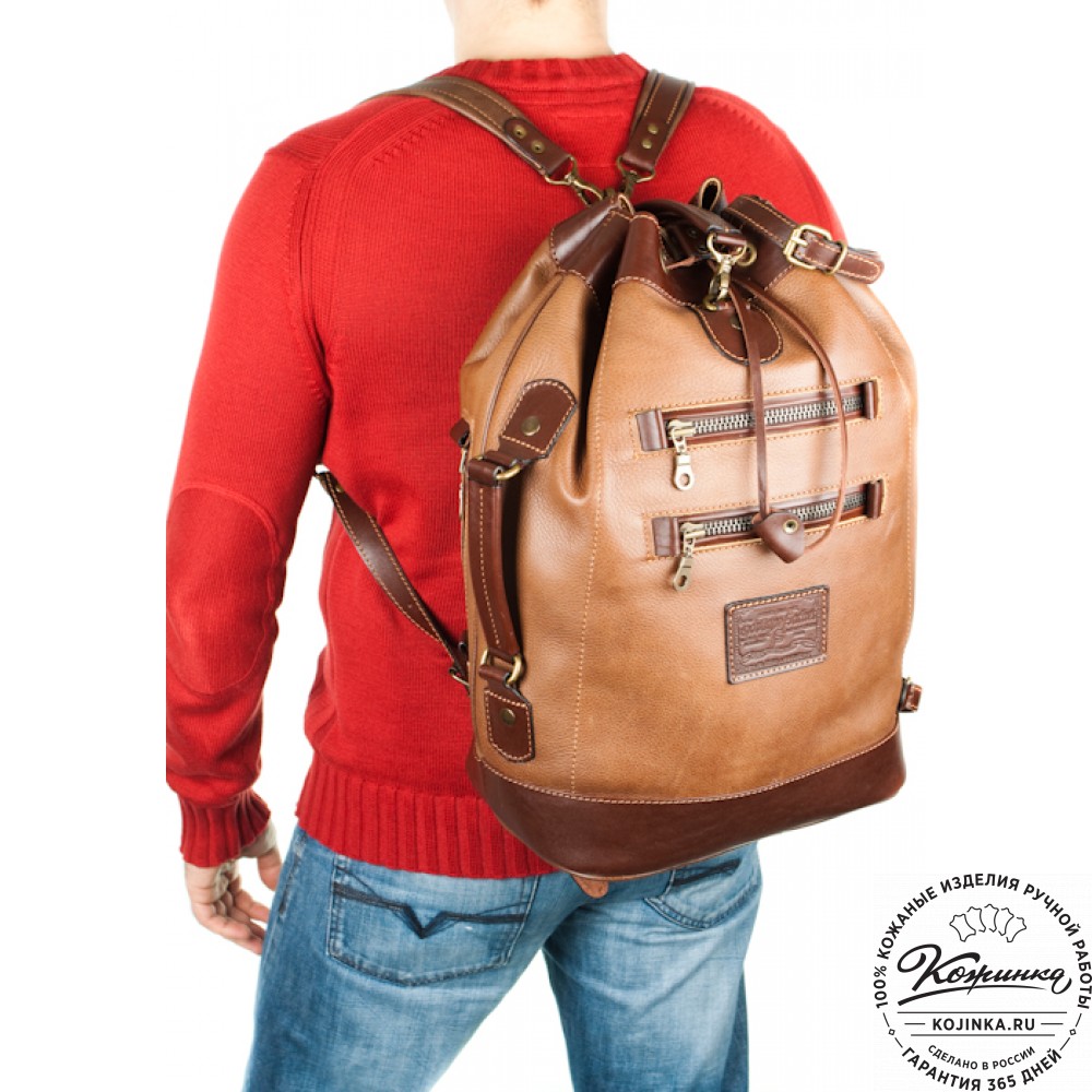 Кожаный рюкзак "СаШе" (тёмно-коричневый)