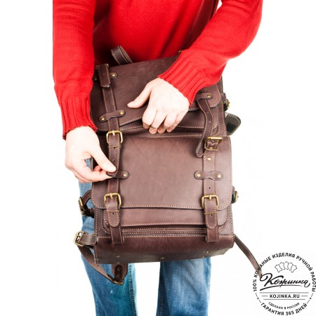Мужской кожаный рюкзак "Легион" (старение рыжее)