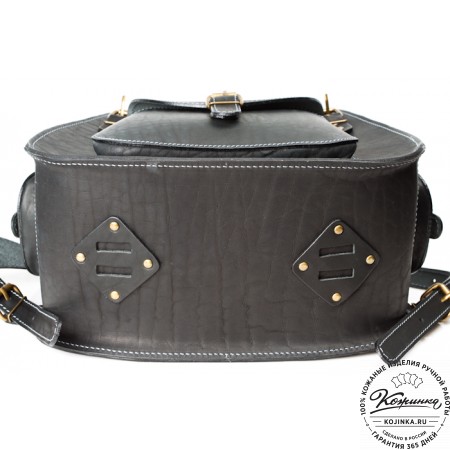 Мужской кожаный рюкзак "Байкер" (чёрный)