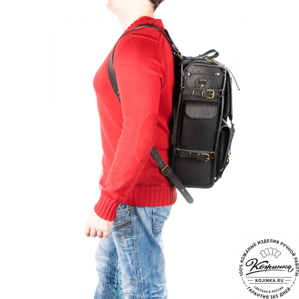 Мужской кожаный рюкзак "Легион" (чёрный)