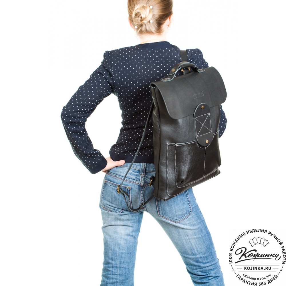 Кожаный рюкзак "Спэйс" (черный)