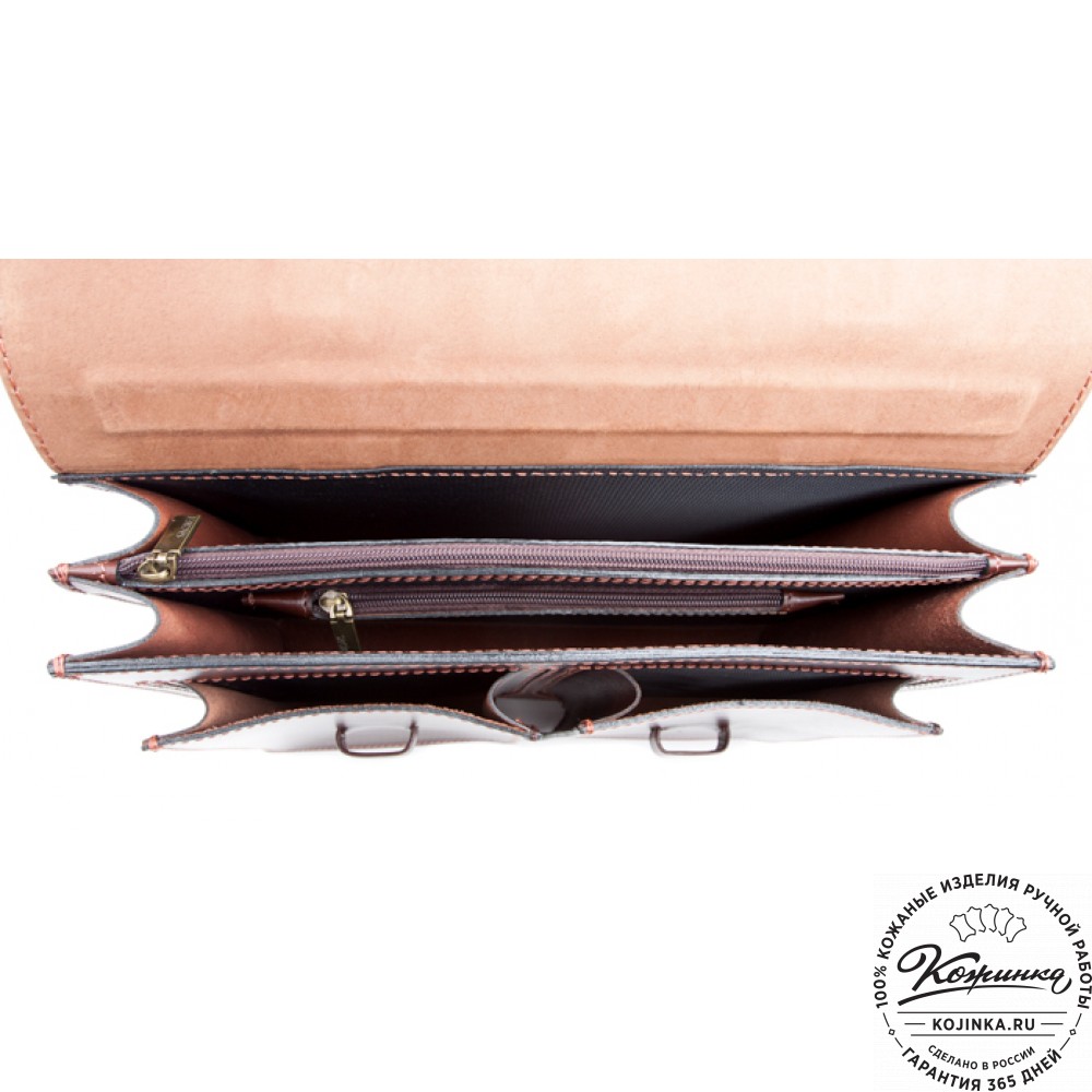 Деловой кожаный портфель "Сингл-Нью" (коричневый)