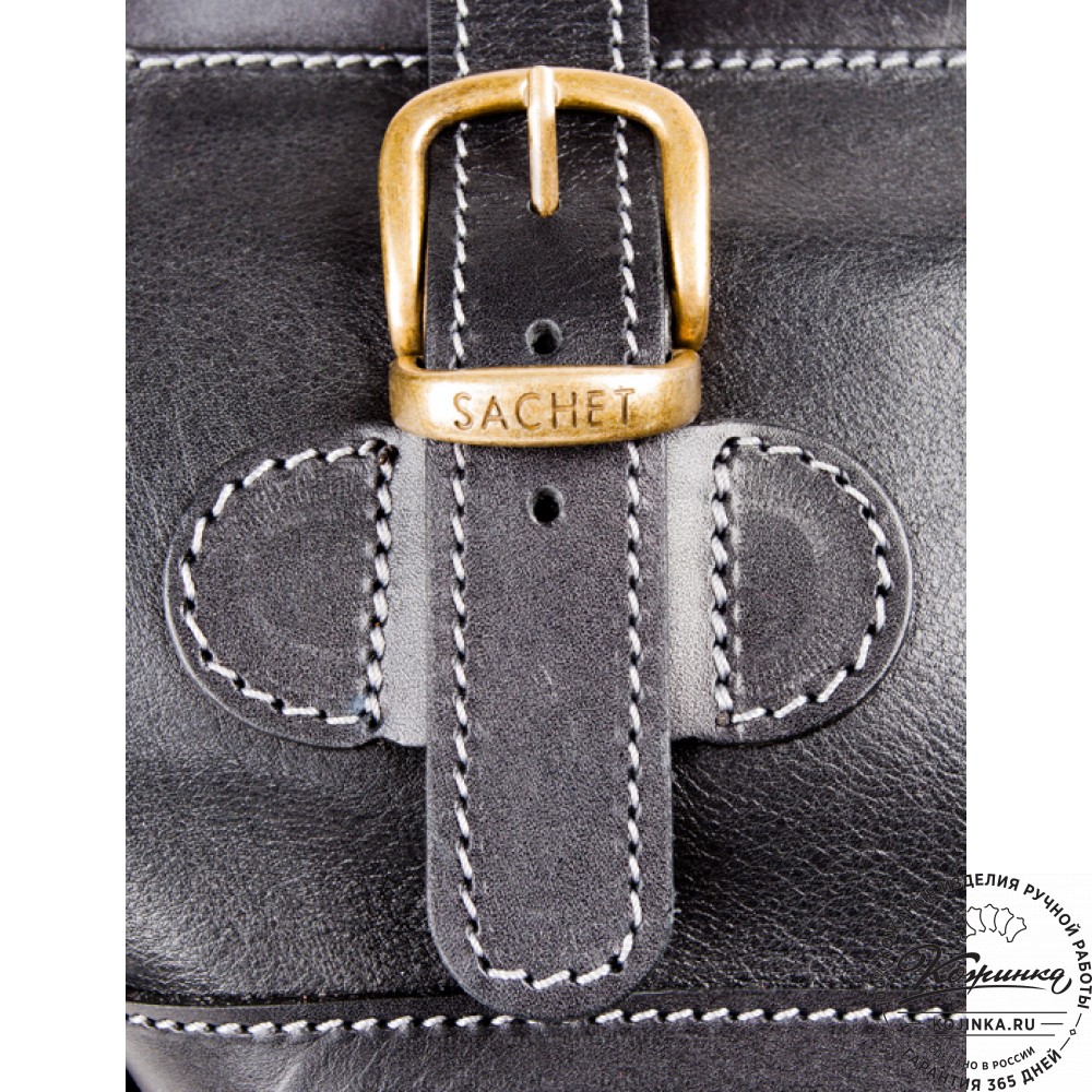 Кожаный дорожный саквояж "Большой" (чёрный)