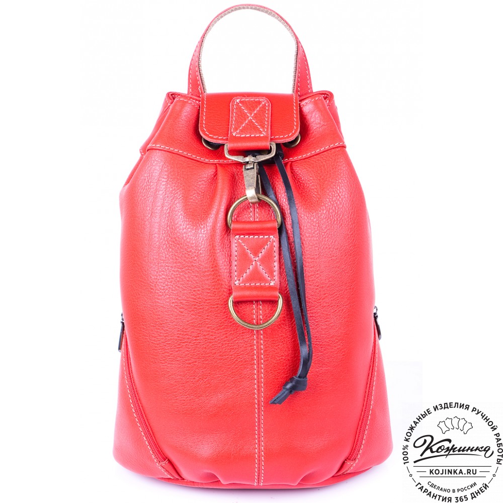 Женский кожаный рюкзак "Скиппи" (красный)