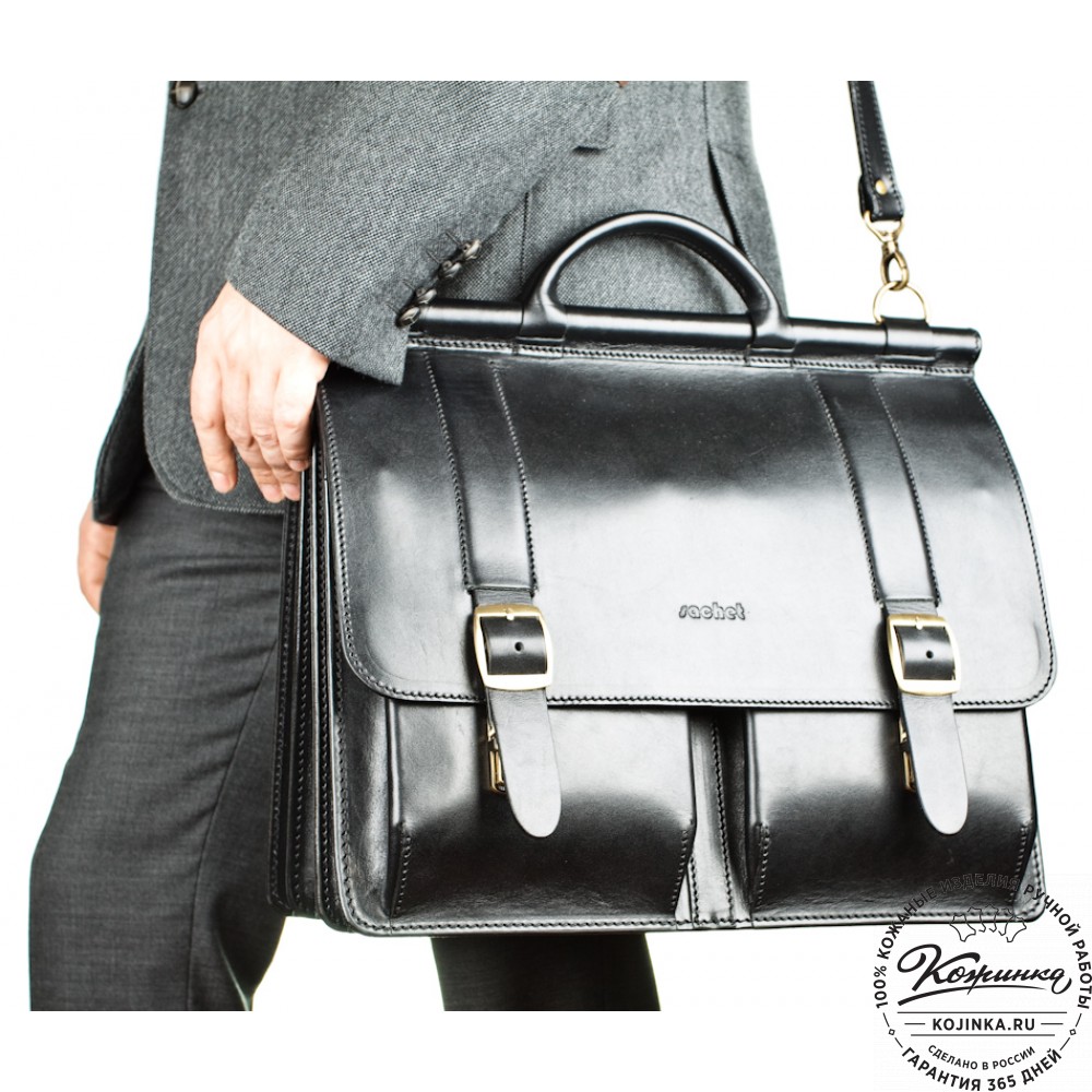 Кожаный портфель "Префект" (чёрный)