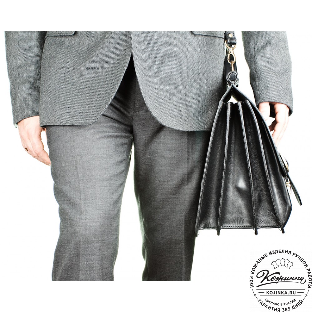 Кожаный портфель "Префект" (чёрный)