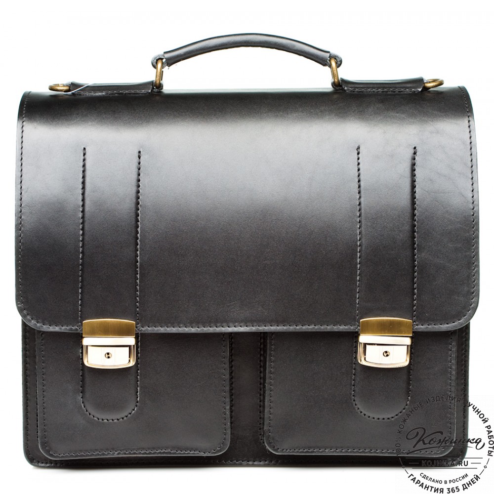 Мужской кожаный портфель "Престиж" (чёрный)