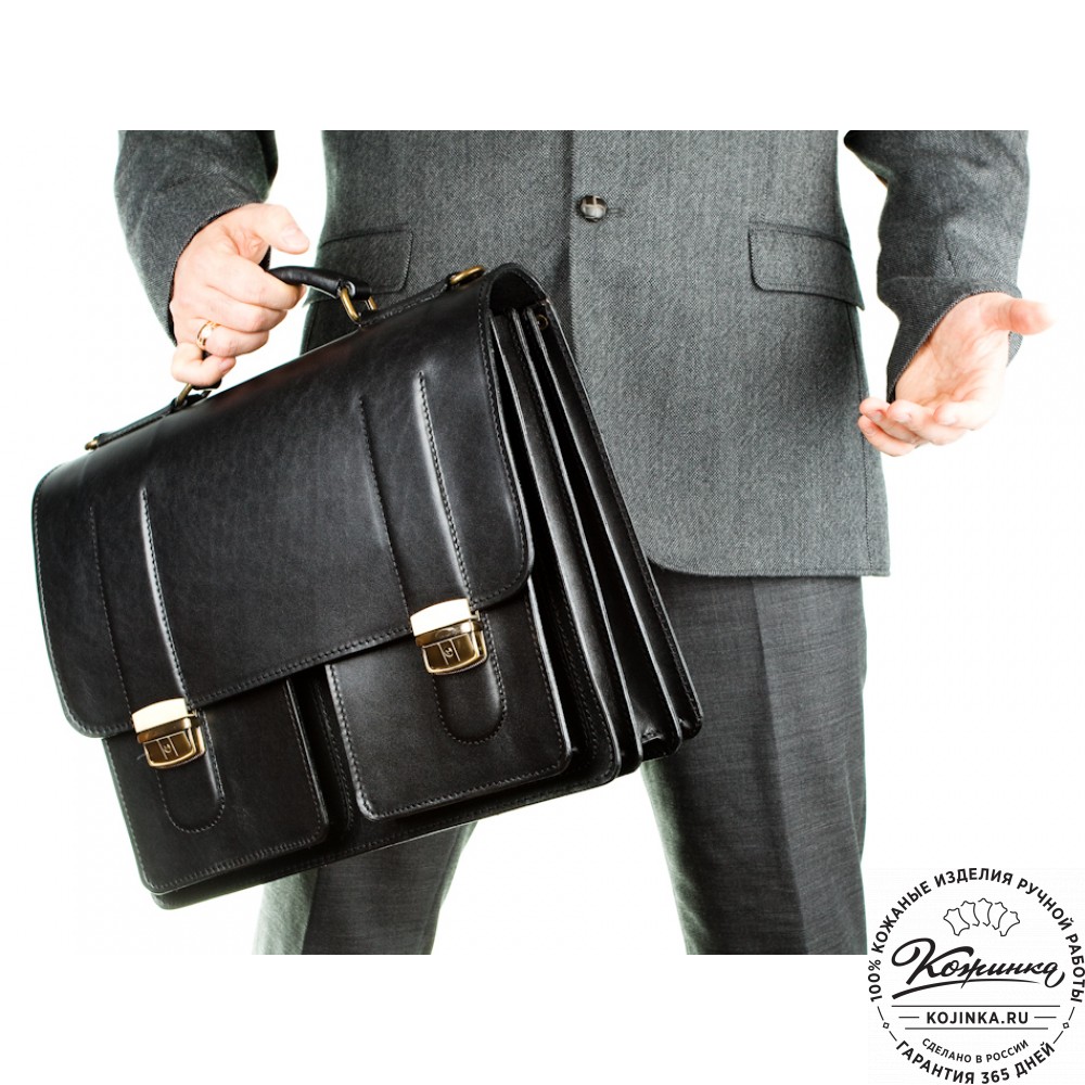 Мужской кожаный портфель "Престиж" (чёрный)