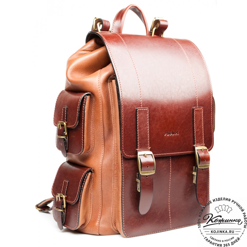 Мужской кожаный рюкзак "Следопыт" (коричневый)